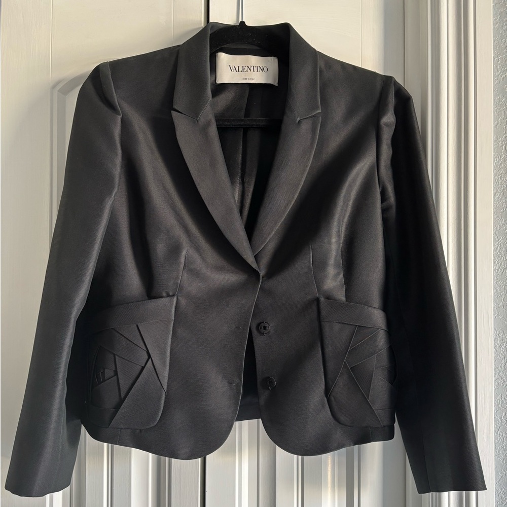 Valentino Black Tailored Blazer with Notched Lapel